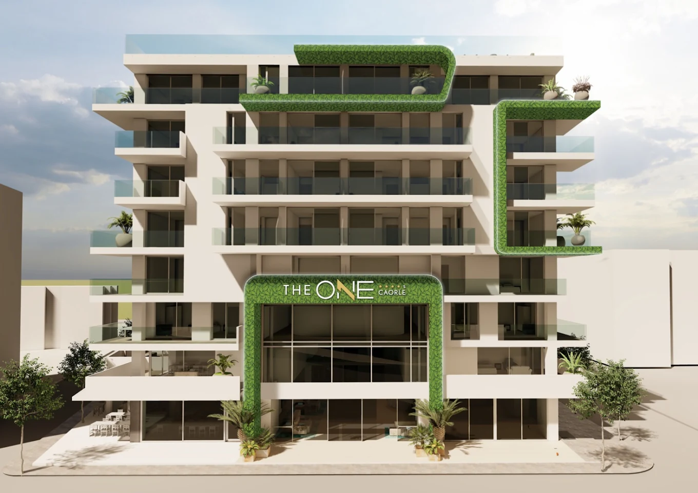 The One Caorle — insegna e allestimento facciata completati
